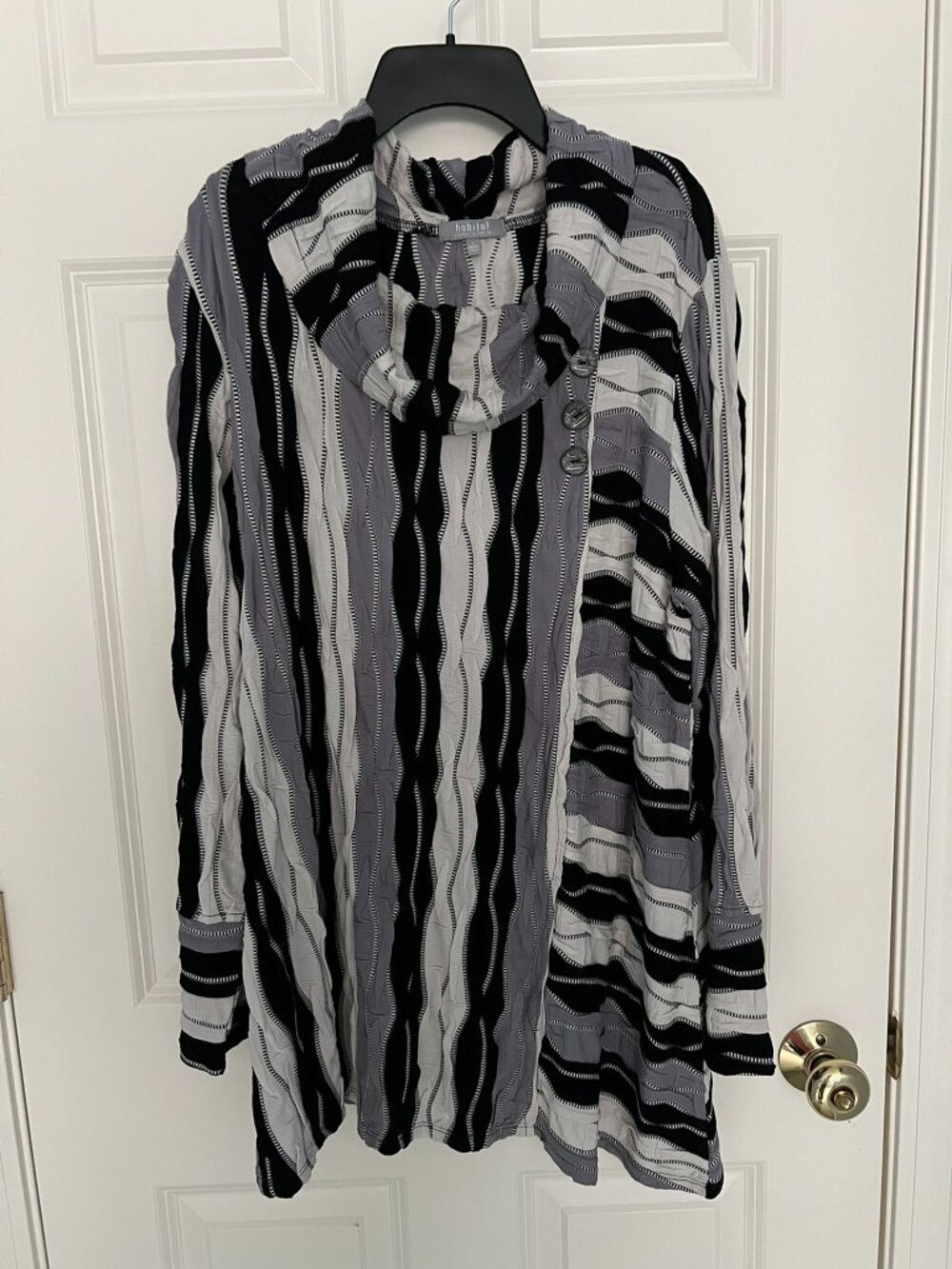 Habitat neutral multicolor tunic with shawl collar. Worn once.